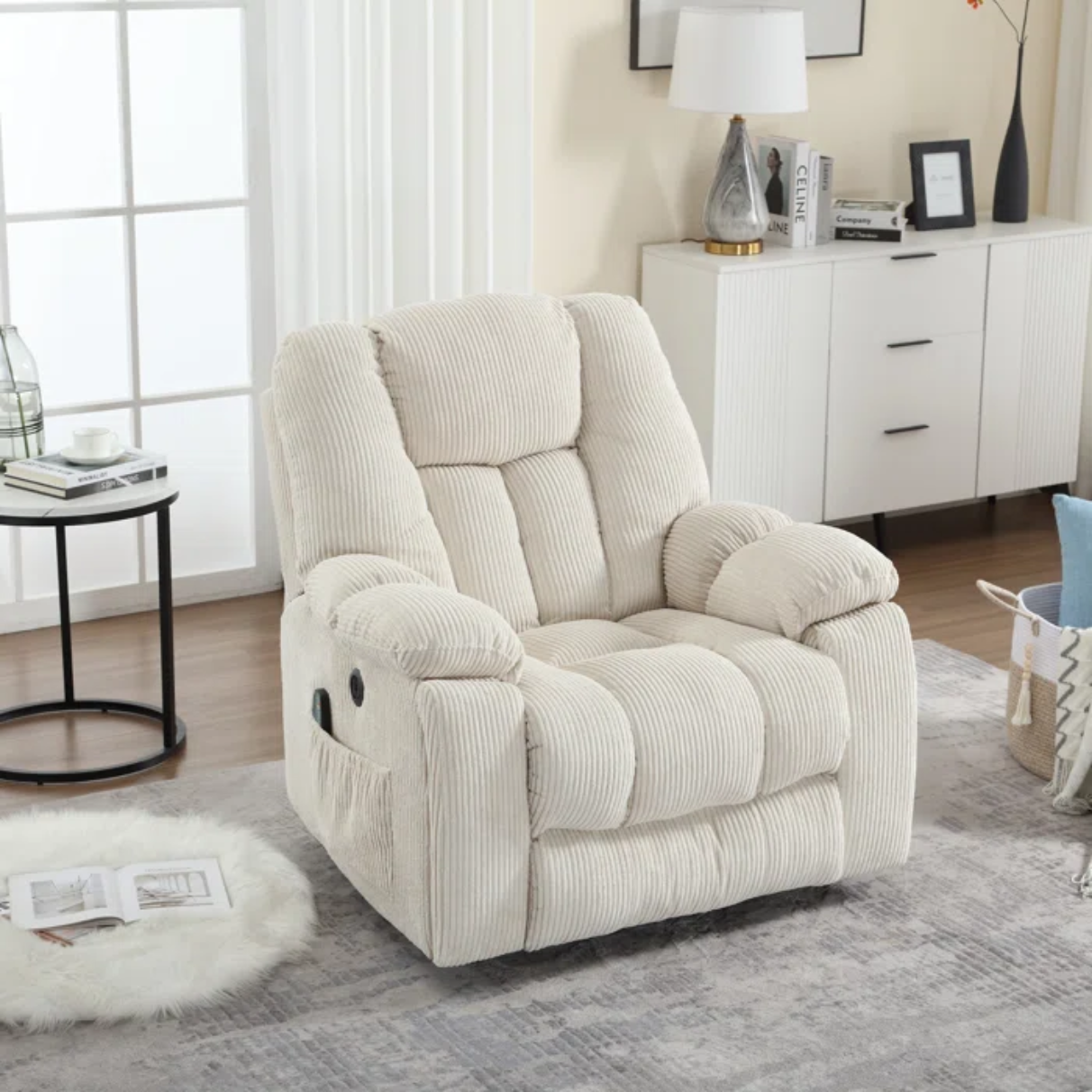 "41'' Oversized Power Lift Recliner with Heated Massage & Plush Padding