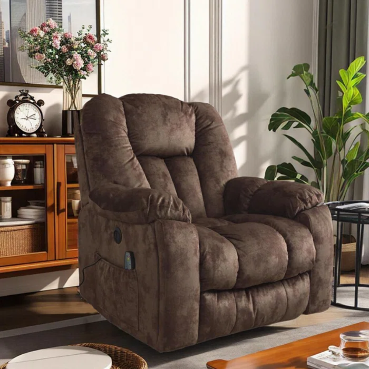 "41'' Oversized Power Lift Recliner with Heated Massage & Plush Padding