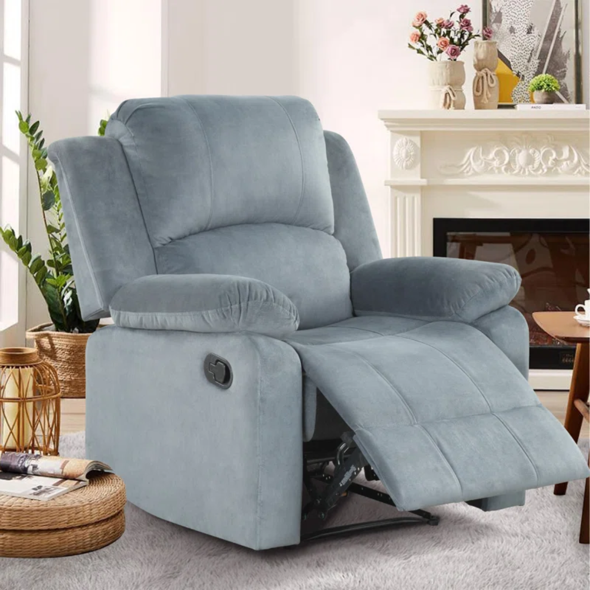 Brevik 34.8'' Wide Soft Padded Manual Recliner with Breathable Microfiber Upholstery