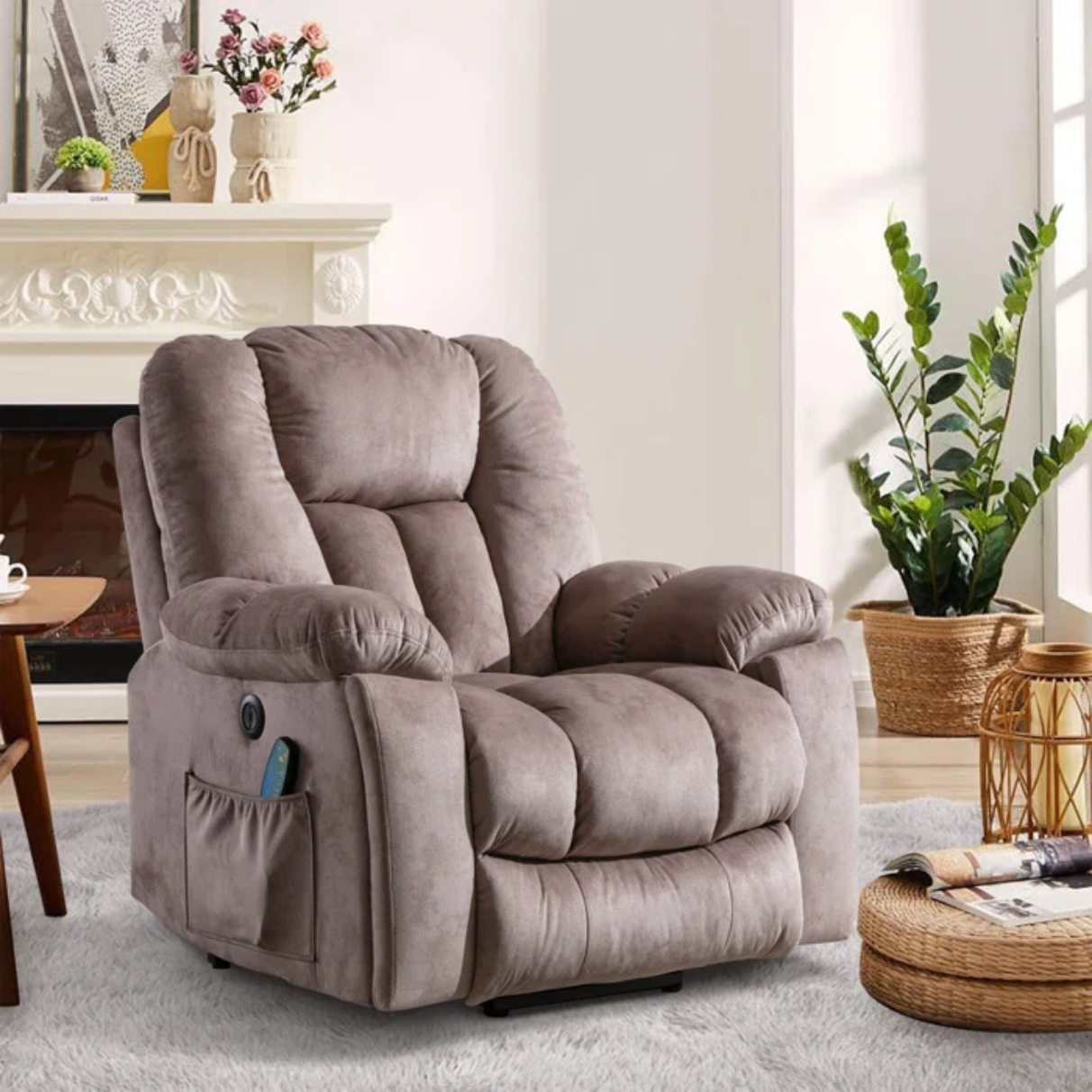 "41'' Oversized Power Lift Recliner with Heated Massage & Plush Padding