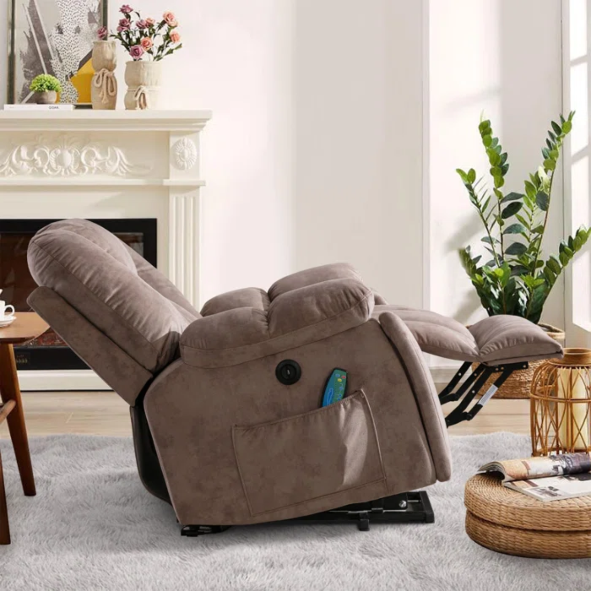 "41'' Oversized Power Lift Recliner with Heated Massage & Plush Padding