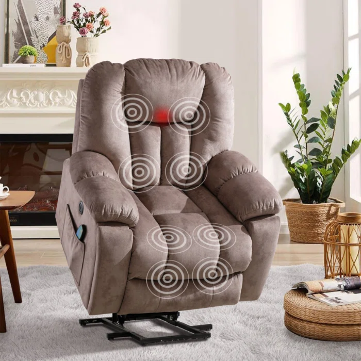 "41'' Oversized Power Lift Recliner with Heated Massage & Plush Padding