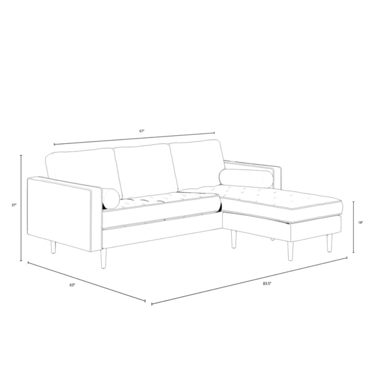 Geo 84” Wide Dual-Facing Sofa Sectional with Chaise