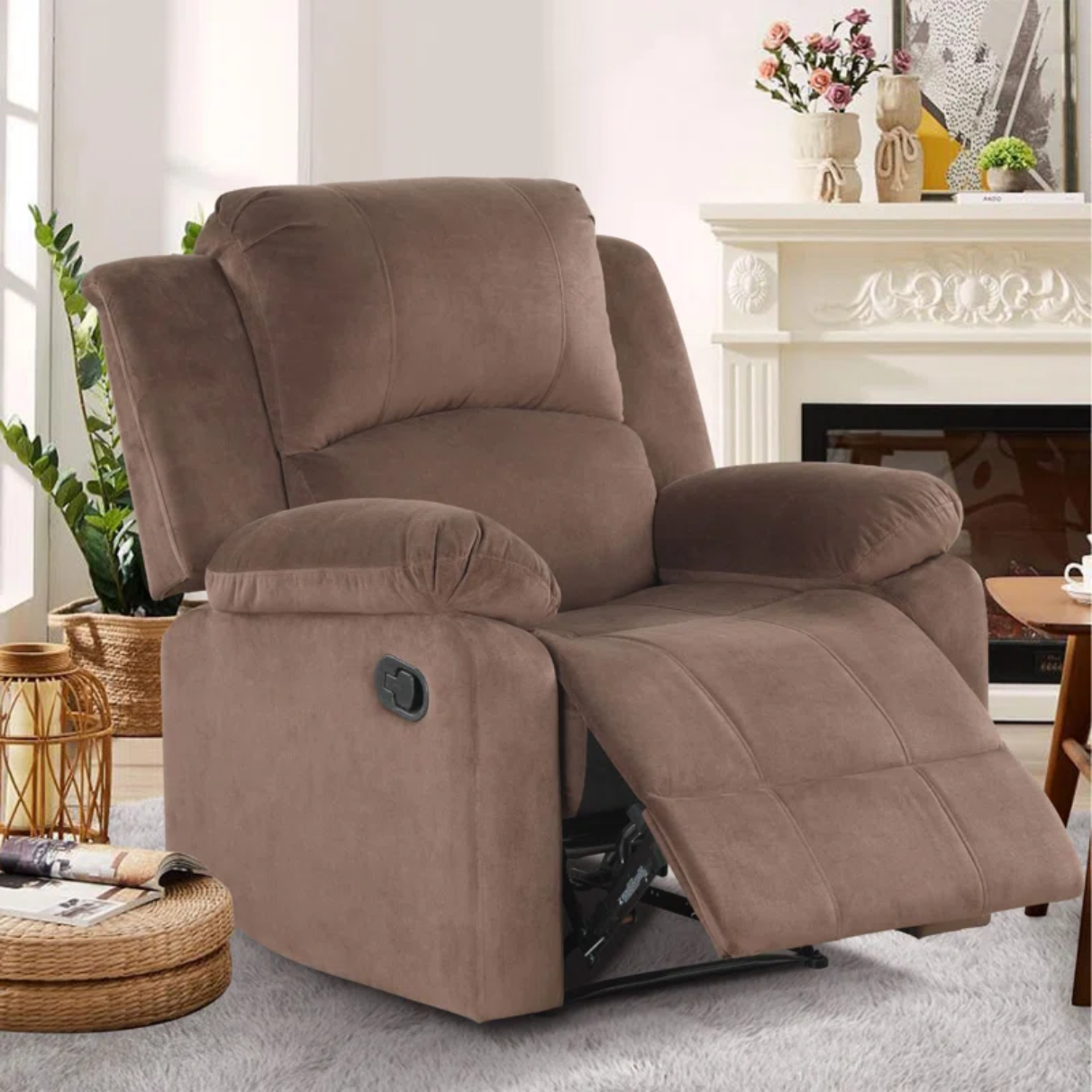 Brevik 34.8'' Wide Soft Padded Manual Recliner with Breathable Microfiber Upholstery