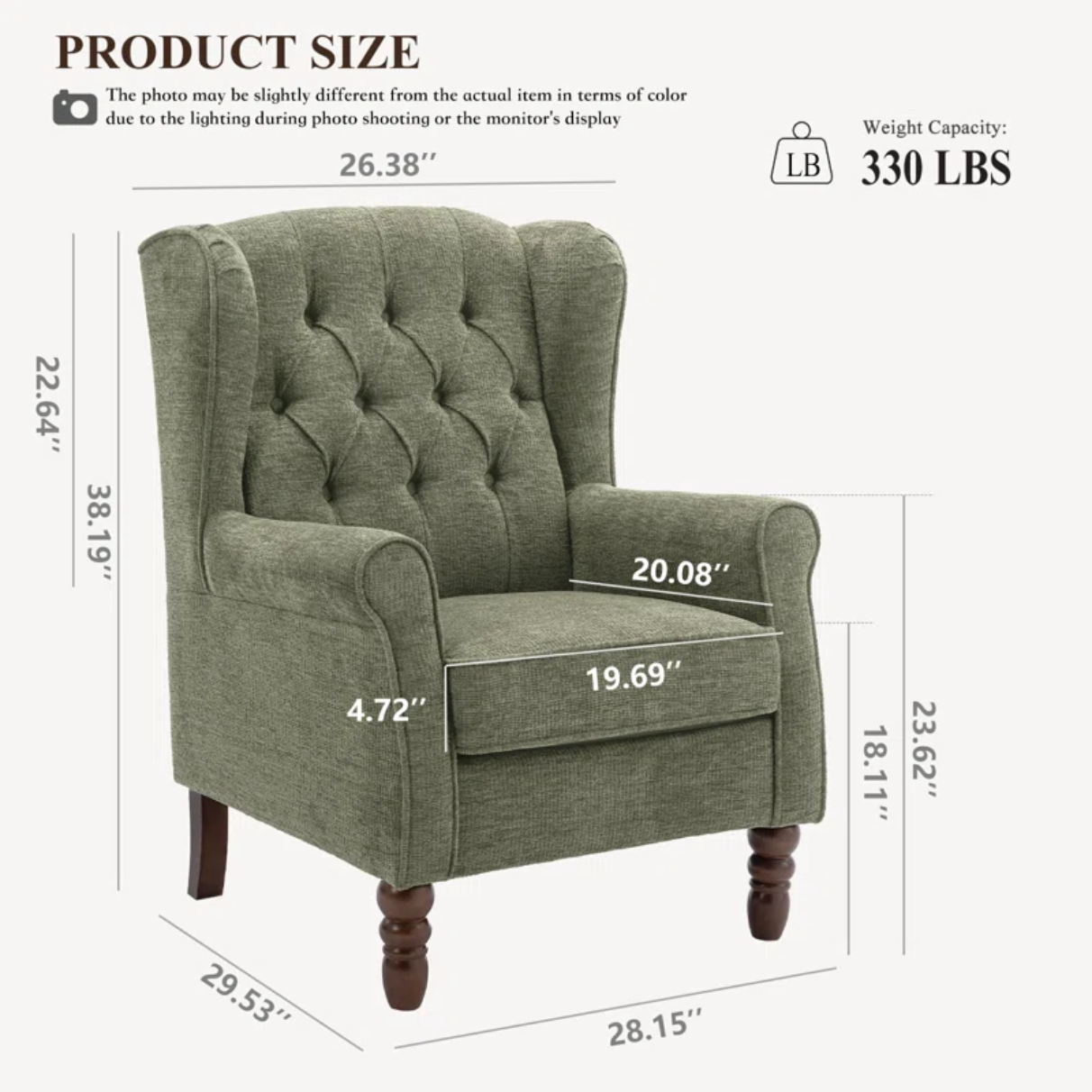 Button-Tufted Wingback Accent Chair with Rolled Arms & Plush Cushion