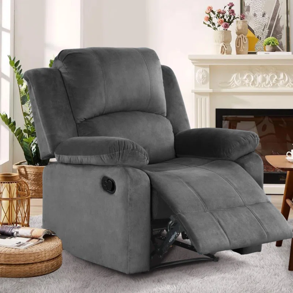 Brevik 34.8'' Wide Soft Padded Manual Recliner with Breathable Microfiber Upholstery