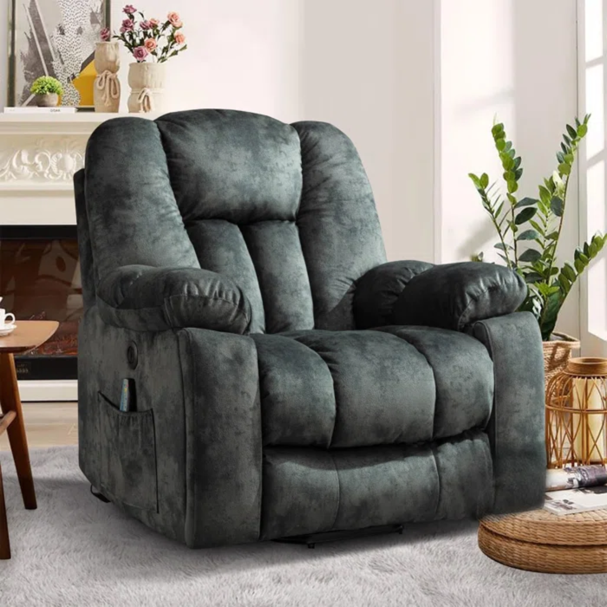 "41'' Oversized Power Lift Recliner with Heated Massage & Plush Padding